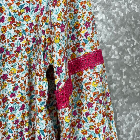 Lane Bryant Women's Plus Size Pink Floral Peasant Top - Size 14/16 - Boho Chic - Picture 3 of 7